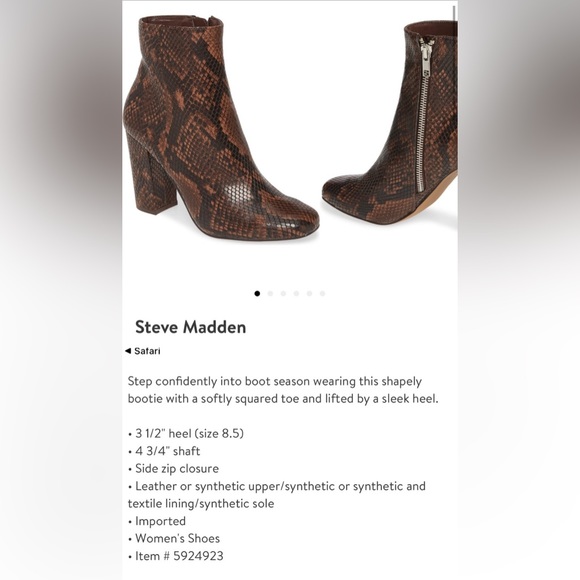 Steve Madden “Pixie” Brown/Black Snake Print Ankle Booties - 8 - Picture 11 of 11